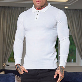 Men's Long Sleeved Polo Shirt Is Loose Breathable And Casual