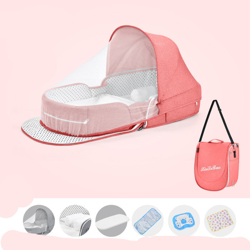 Baby Crib Multifunctional Folding Newborn Nest Toddler Bed Portable Sun Protection Mosquito Net Infant Camping Bed Travel Cot