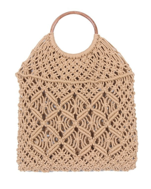 Portable fishing net woven bag handbag