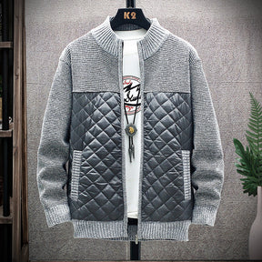 Plush and thick stitched sweater jacket