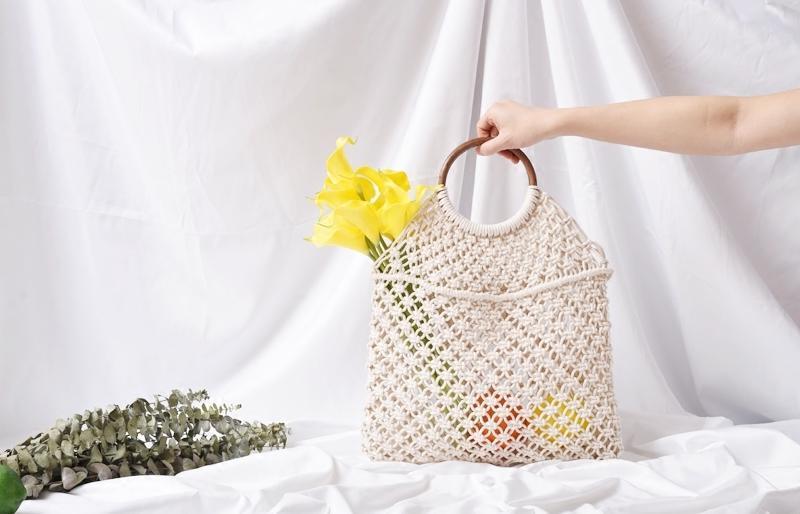 Portable fishing net woven bag handbag