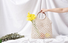 Portable fishing net woven bag handbag