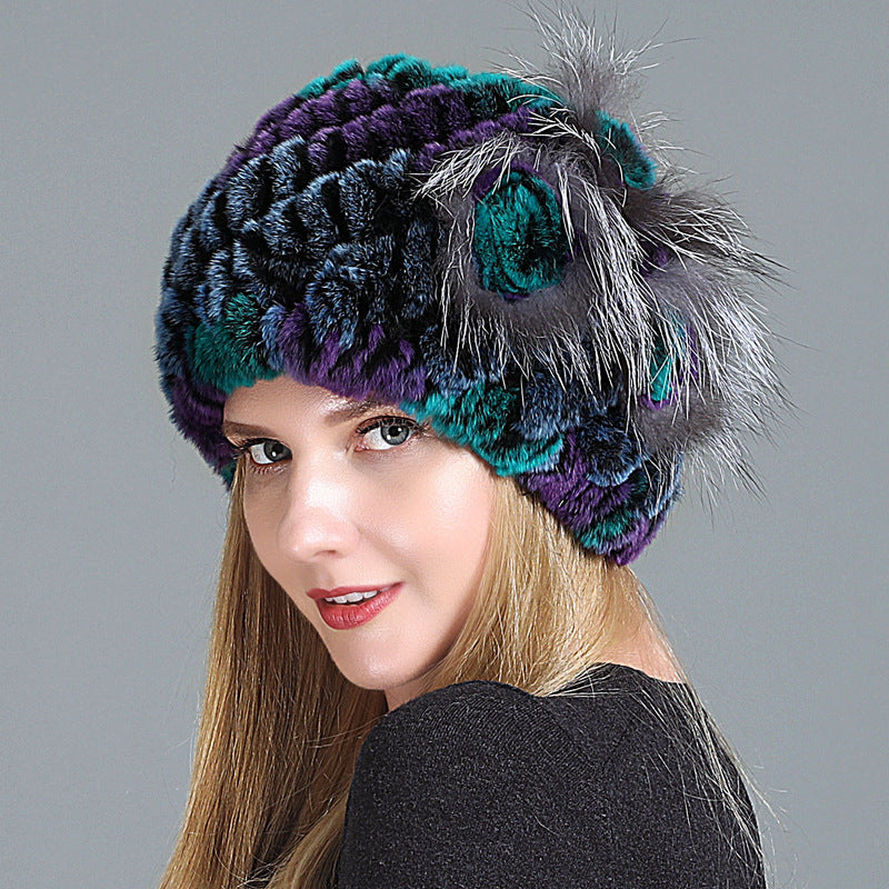 European And American Women's Fur Knitted Hats