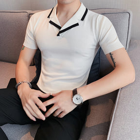 Men's Breathable Half Sleeve Polo Shirt Thin Knit Sweater