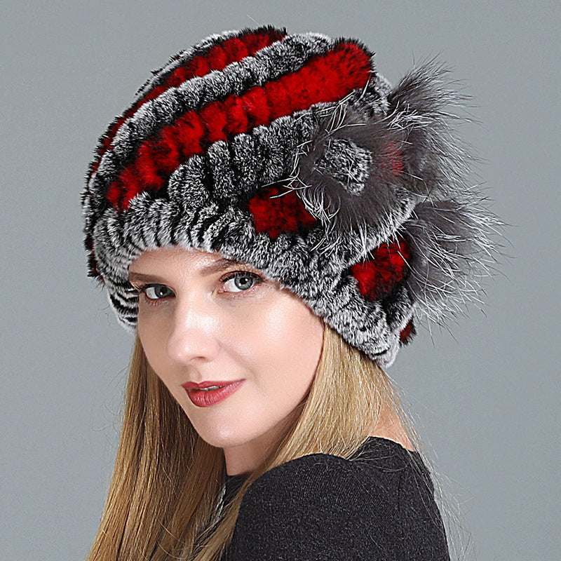 European And American Women's Fur Knitted Hats