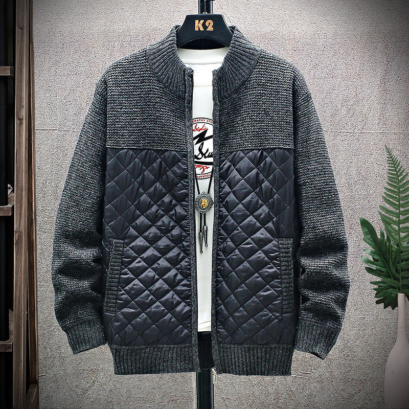 Plush and thick stitched sweater jacket