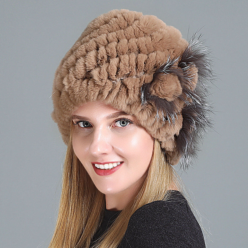 European And American Women's Fur Knitted Hats