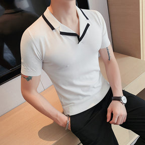 Men's Breathable Half Sleeve Polo Shirt Thin Knit Sweater