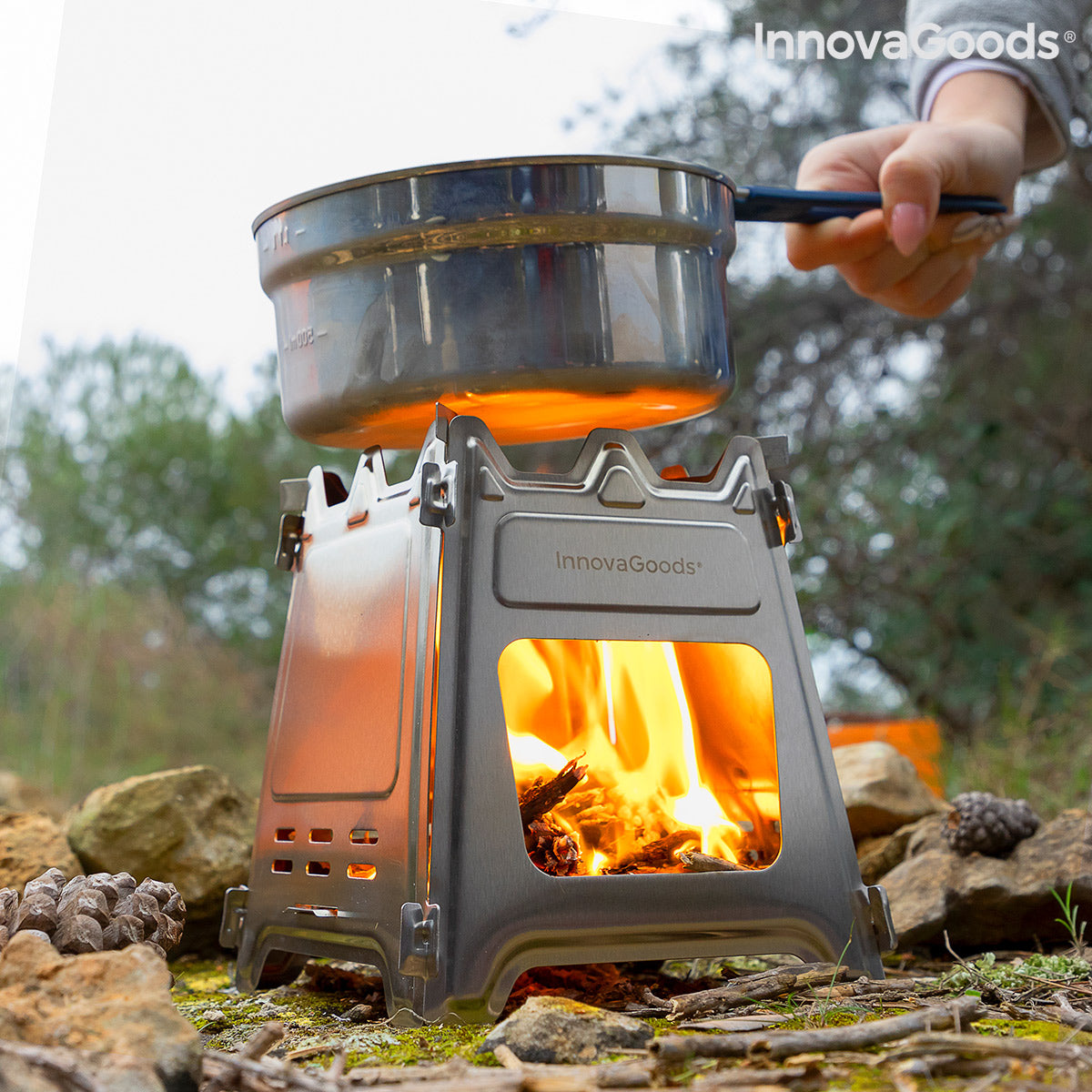 Collapsible Steel Camping Stove Flamet InnovaGoods