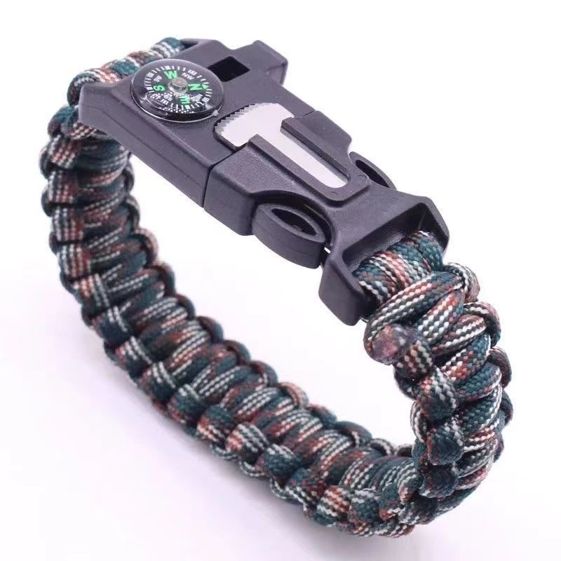 Emergency Paracord Bracelets, Survival Bracelet With Embedded Compass Whistle Survival Fire Starter Scraper Accessories, Suit For Hiking, Camping, Fishing And Hunting