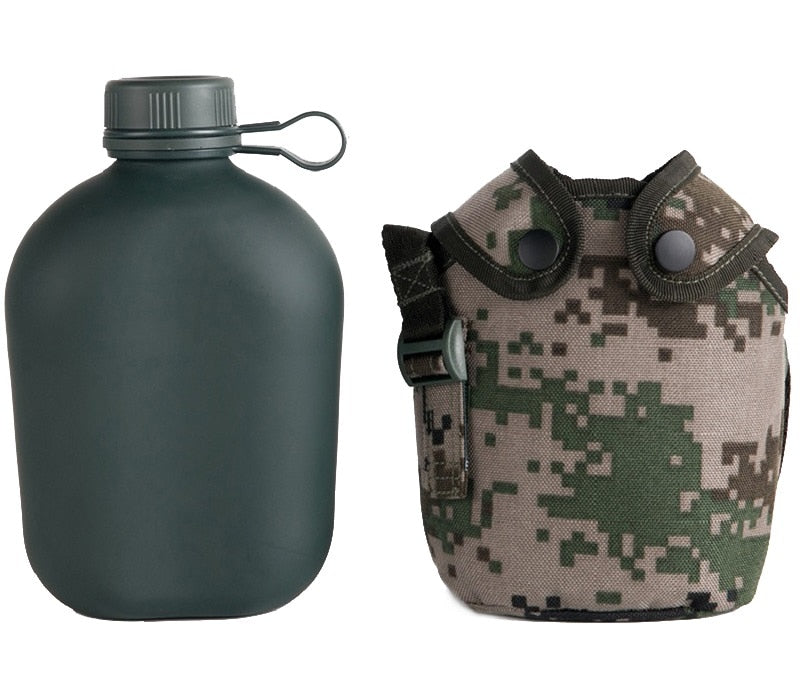 1L Outdoor Sports Water Bottle Military Camping Water Bottle With Pouch Canteen Bottle Camping Hiking Survival Drinking Kettle