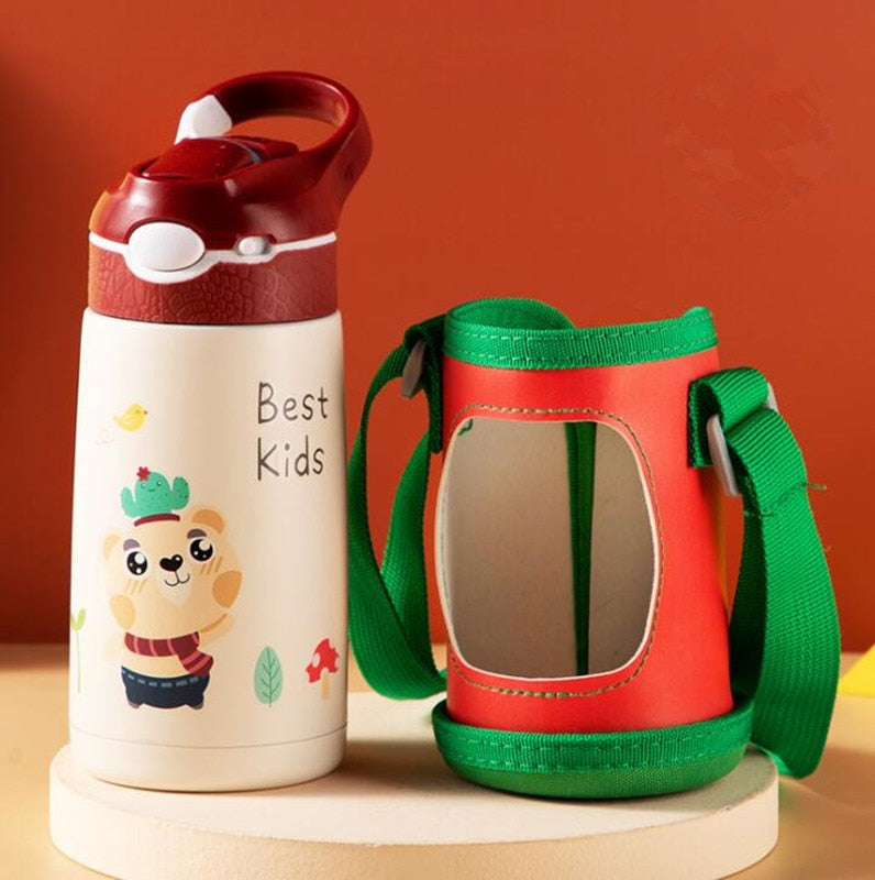 400ML Children Thermos Water Bottle Kids Thermos Mug Baby Duck Billed Straw 316 Stainless Steel Vacuum Flasks Tumbler Thermo Cup