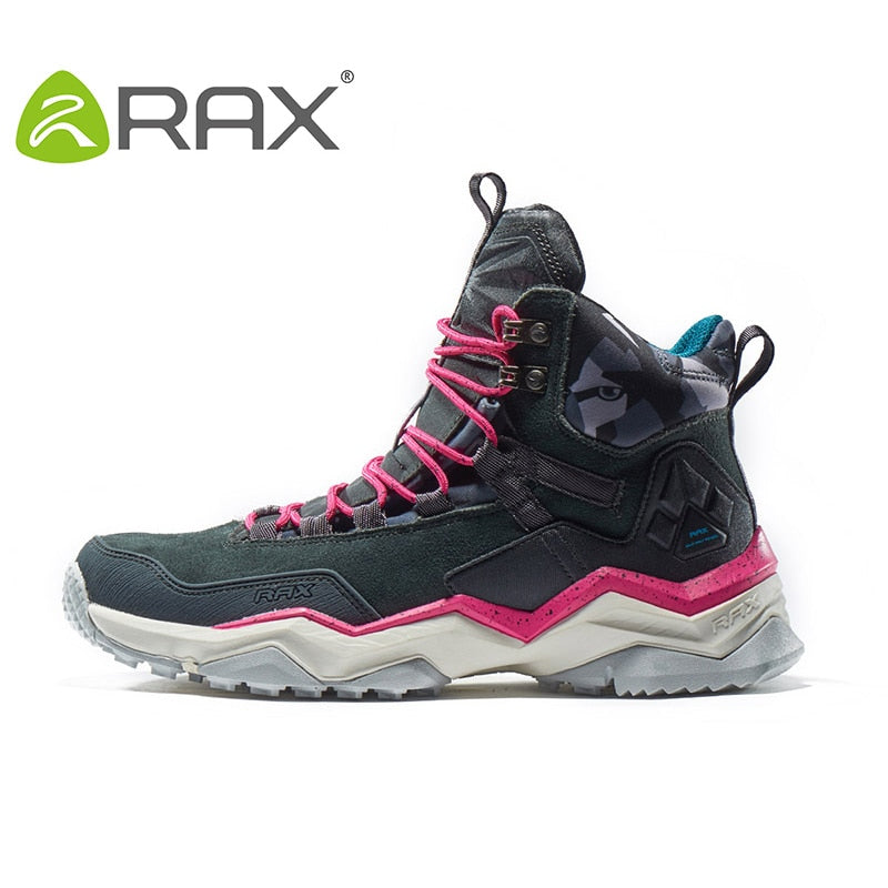 RAX Men Hiking Shoes Mid-top Waterproof Outdoor Sneaker Men Leather Trekking Boots Trail Camping Climbing Hunting Sneakers Women