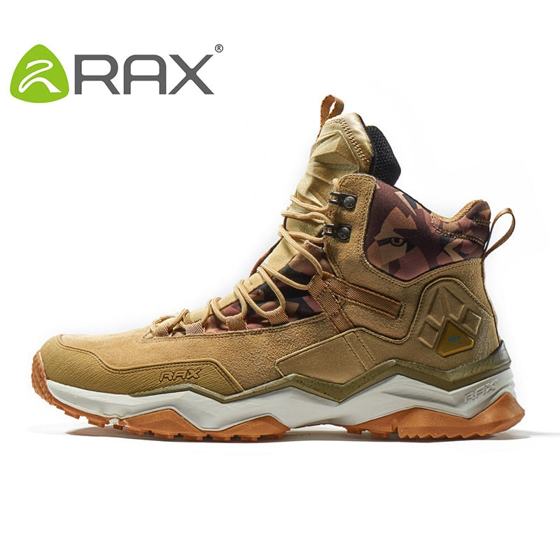 RAX Men Hiking Shoes Mid-top Waterproof Outdoor Sneaker Men Leather Trekking Boots Trail Camping Climbing Hunting Sneakers Women