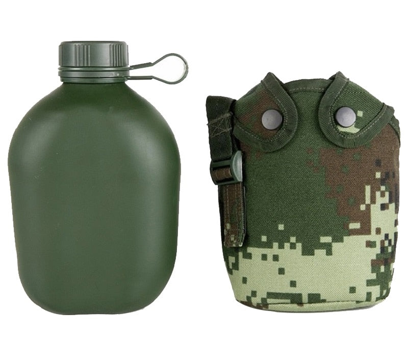 1L Outdoor Sports Water Bottle Military Camping Water Bottle With Pouch Canteen Bottle Camping Hiking Survival Drinking Kettle