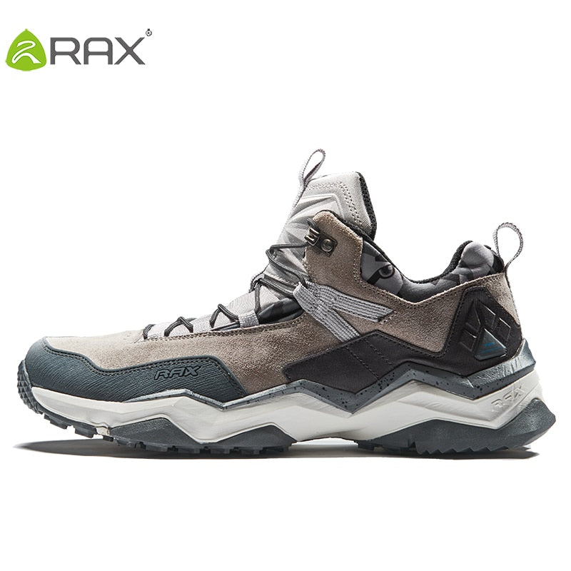 RAX Men Hiking Shoes Mid-top Waterproof Outdoor Sneaker Men Leather Trekking Boots Trail Camping Climbing Hunting Sneakers Women