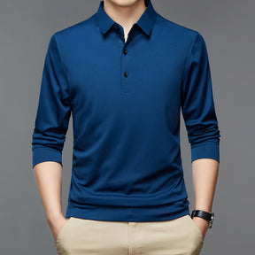 Men's Fashion Casual Polo Collar Breathable Long Sleeves T-shirt