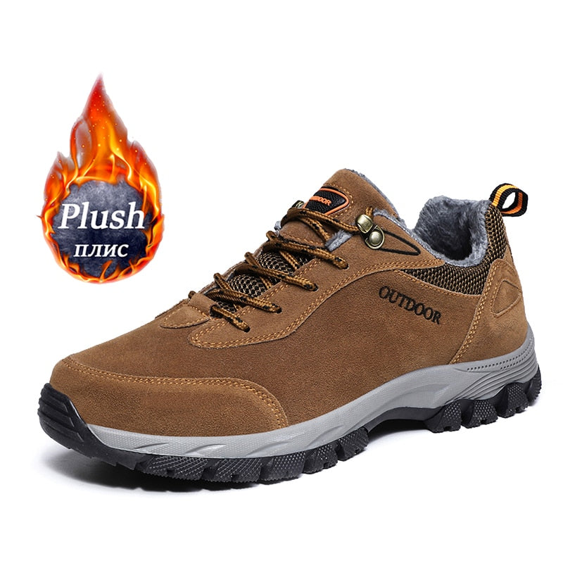 Original Men&#39;s Hiking Shoes Suede Leather Sneakers Man Outdoor Climbing Hunting Shoes Plus Size 49 Lace-up Hiking Boot Men Shoes