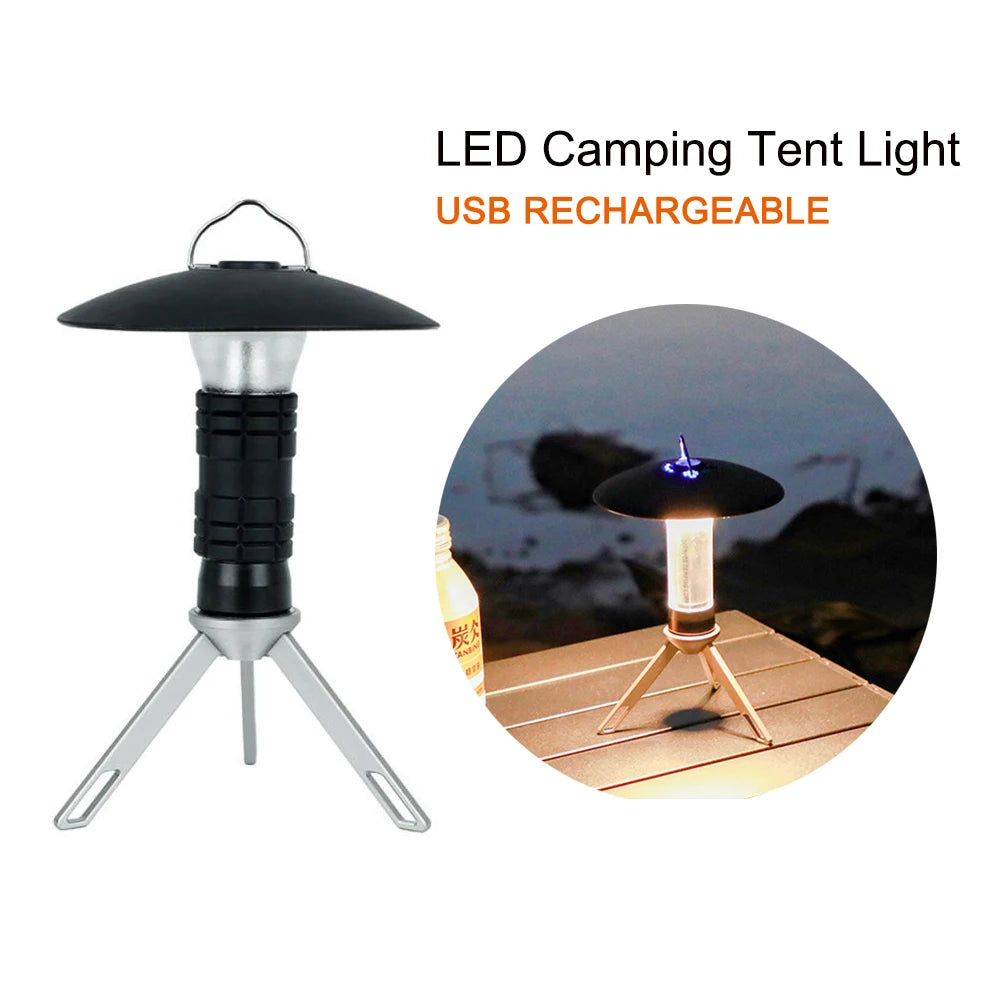 LED Camping Tent Light USB Rechargeable 3 Lighting Modes Camping Lantern Waterproof Flashlight Tent Camping supplies Light