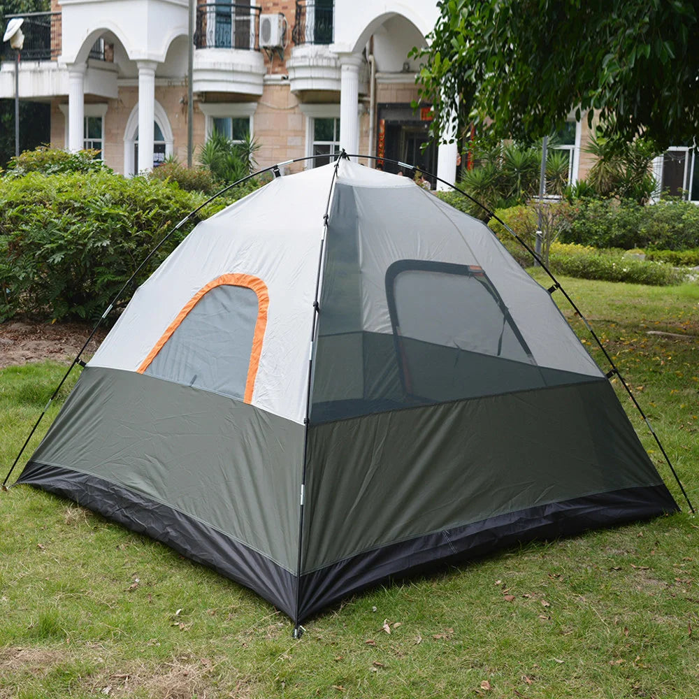 Upgraded 3-4 Person Camping Tent Double Layer Waterproof Tear-resistant Plaid Fabric Outdoor Hiking Tourist Tent  3 Season Tent