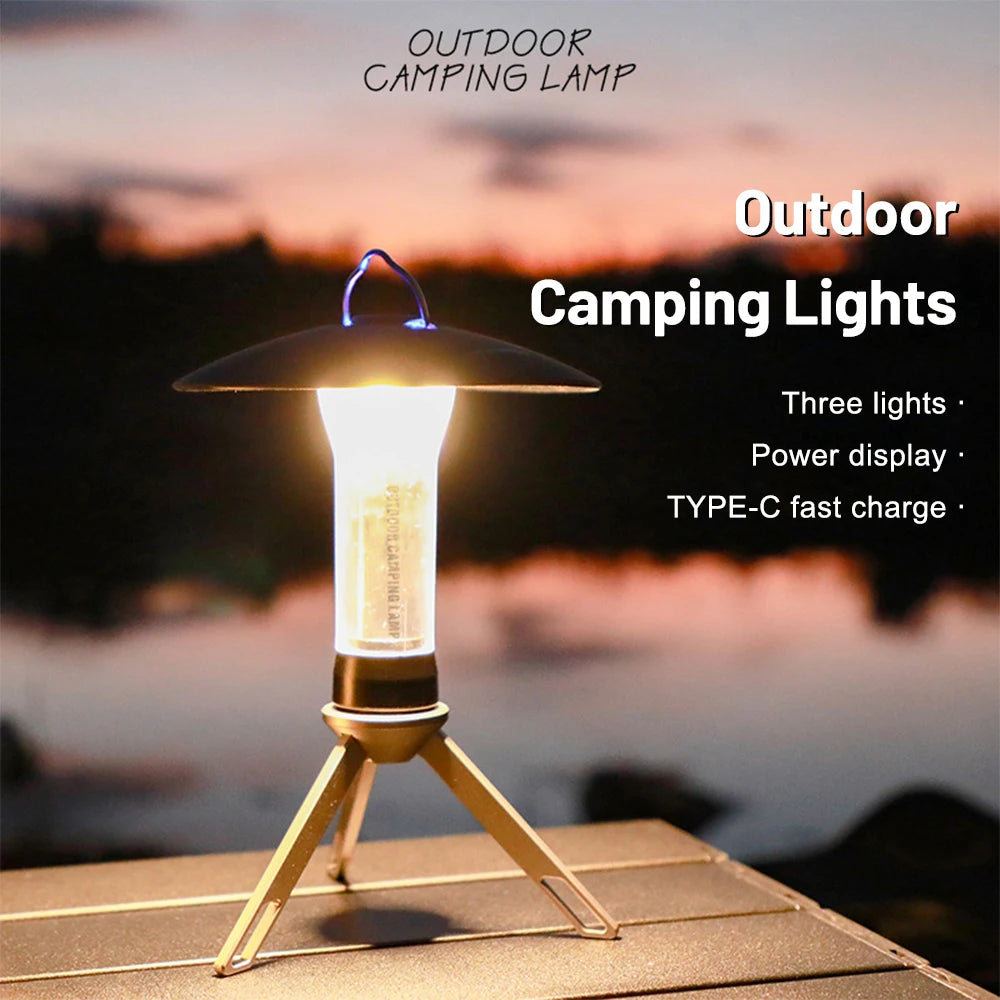 LED Camping Tent Light USB Rechargeable 3 Lighting Modes Camping Lantern Waterproof Flashlight Tent Camping supplies Light