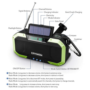 5000mAh Emergency Solar Powered Radio Portable Hand Crank Outdoor Camping Survival Radio with AM/FM NOAA Flashlight Reading Lamp