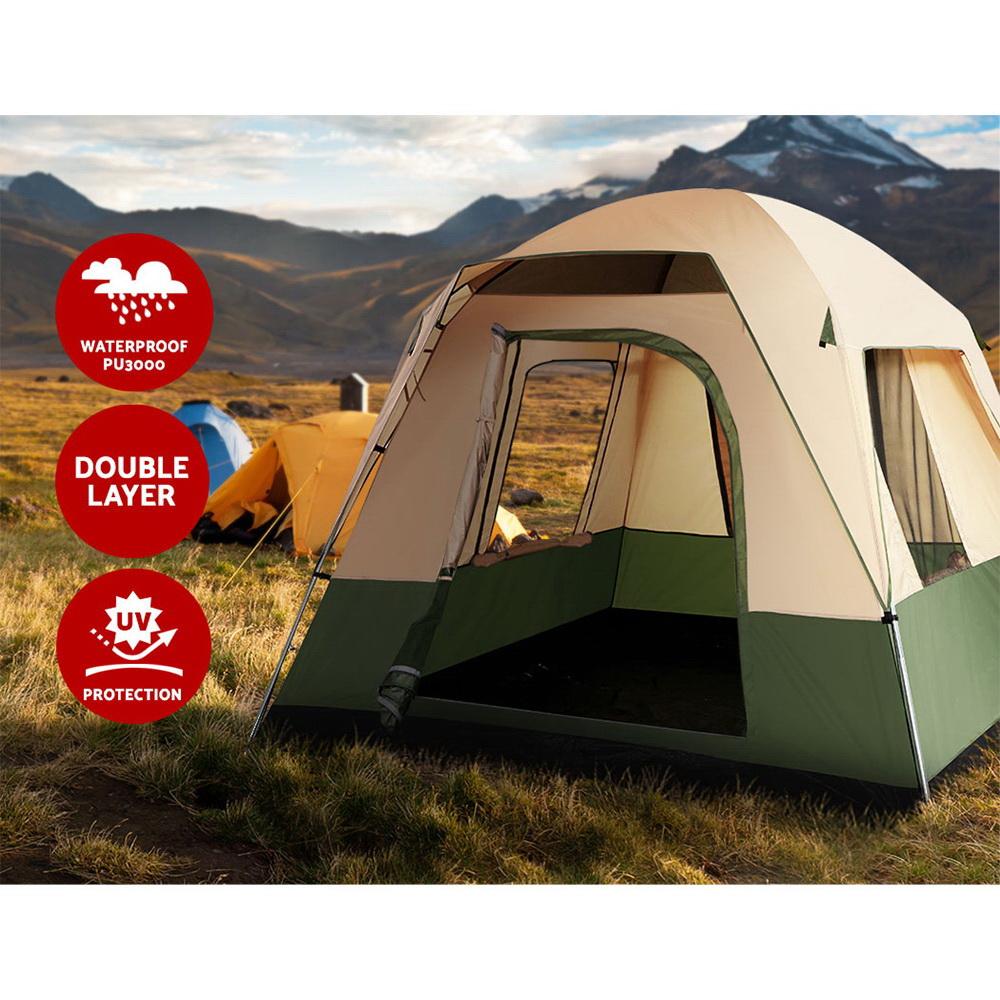 Weisshorn Family Camping Tent 4 Person Hiking Beach Tents Green