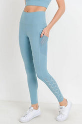 Highwaist Hybrid Mesh & Lattice Straps Full Pocket Leggings