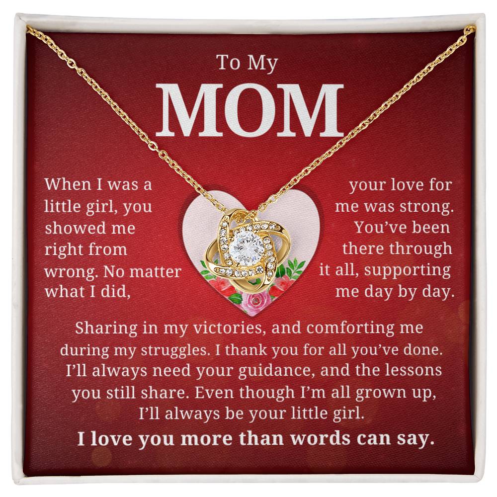 To my mom, love knot necklace