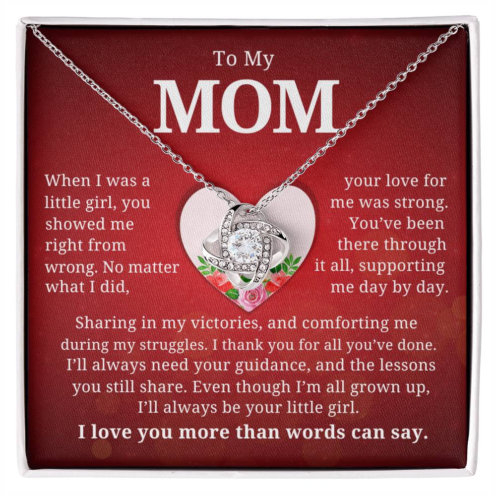 To my mom, love knot necklace