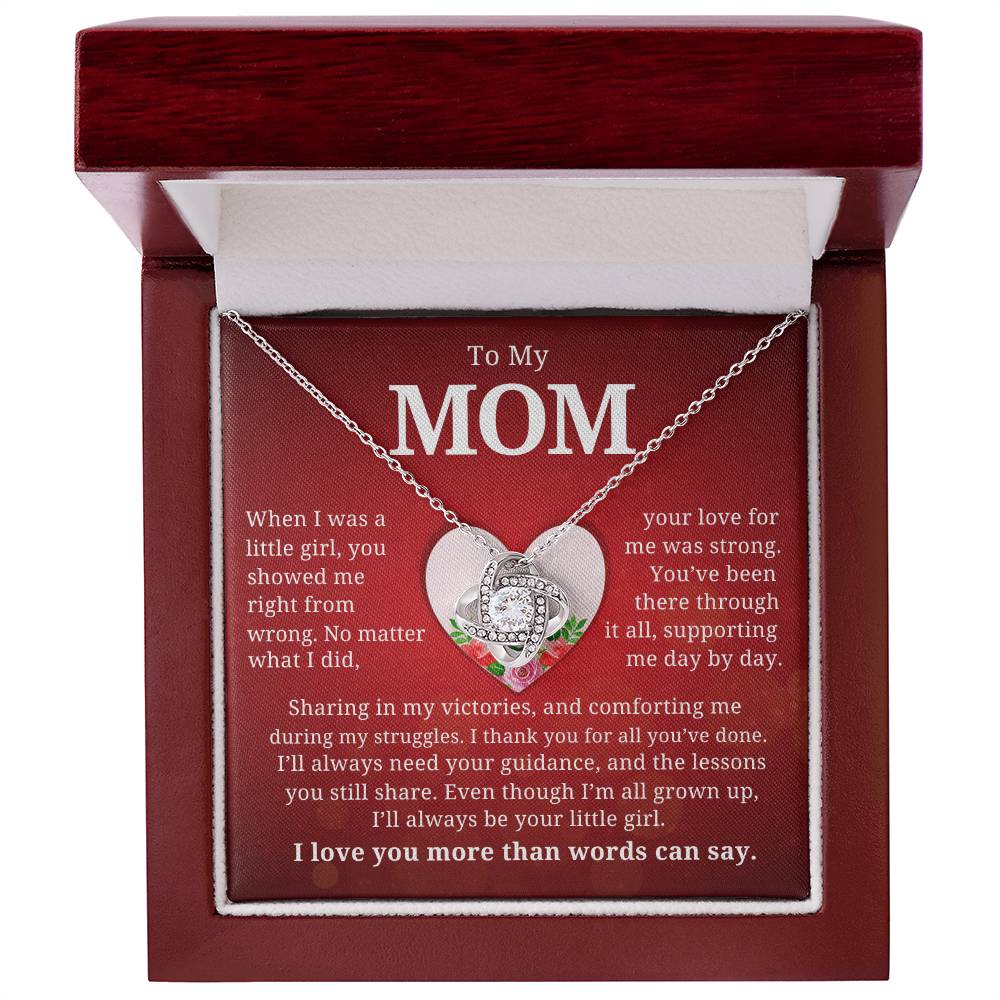 To my mom, love knot necklace