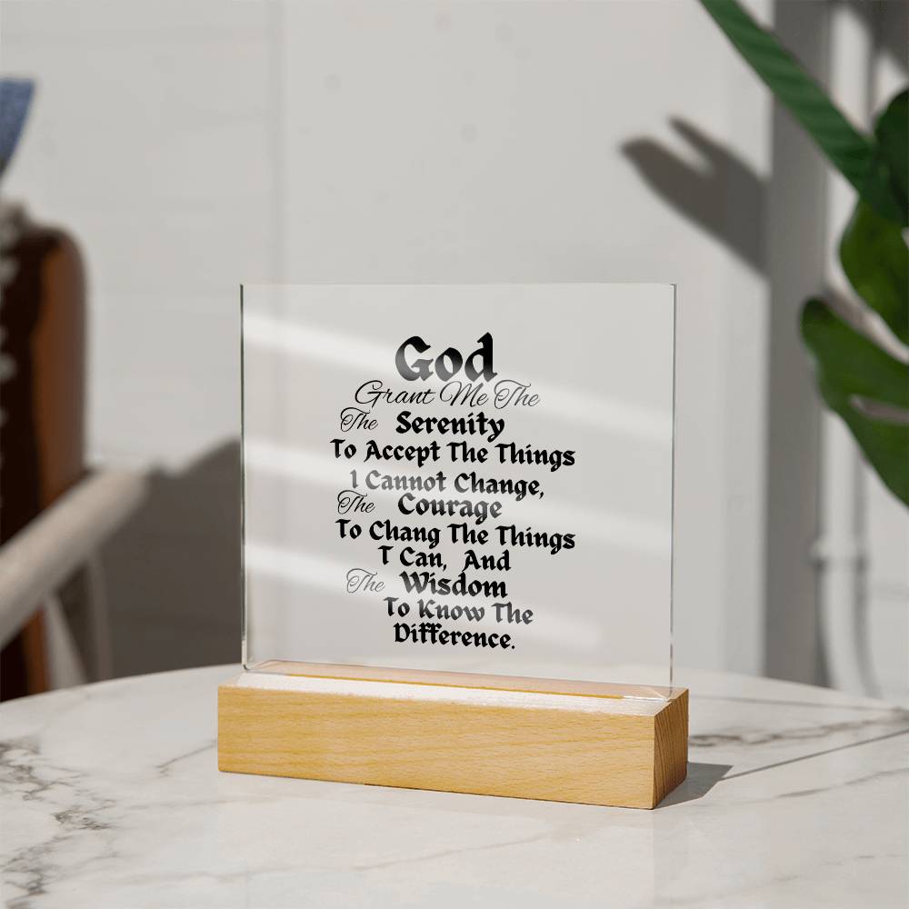 Serenity prayer square acrylic plaque