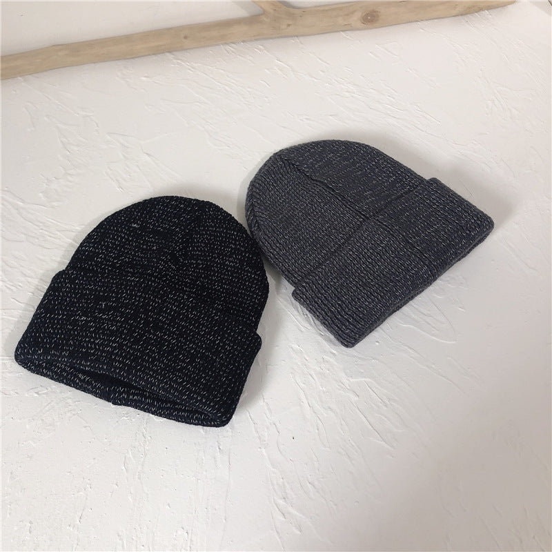 Autumn And Winter Hats Men And Women Trendy Reflective Knitted Hats