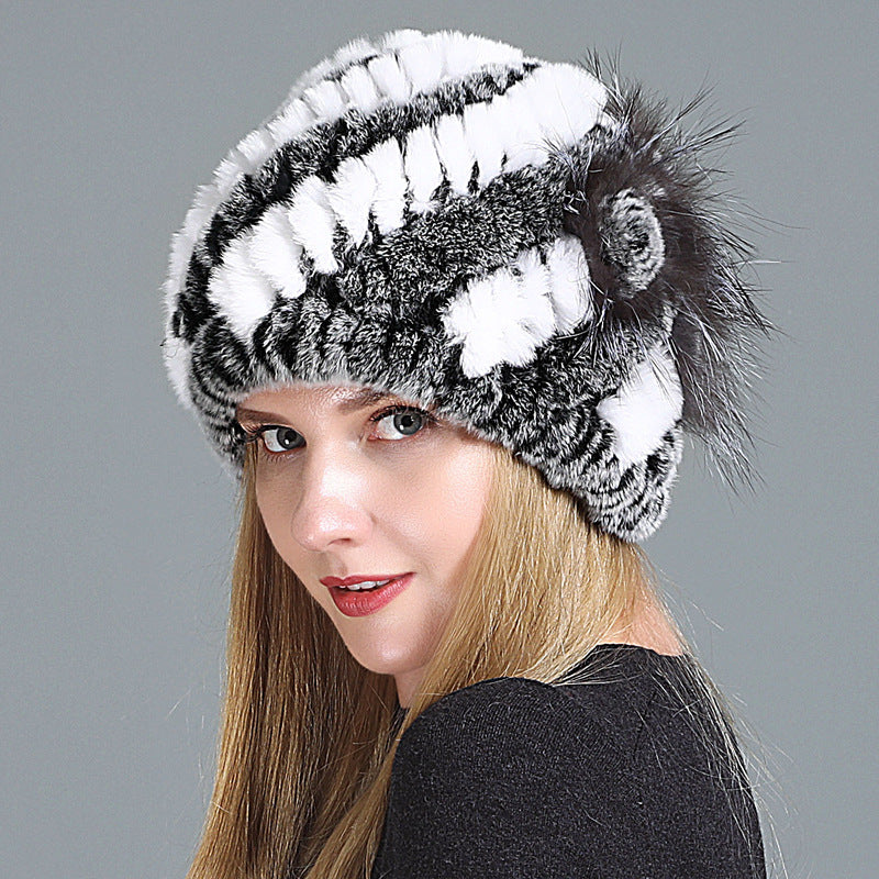 European And American Women's Fur Knitted Hats