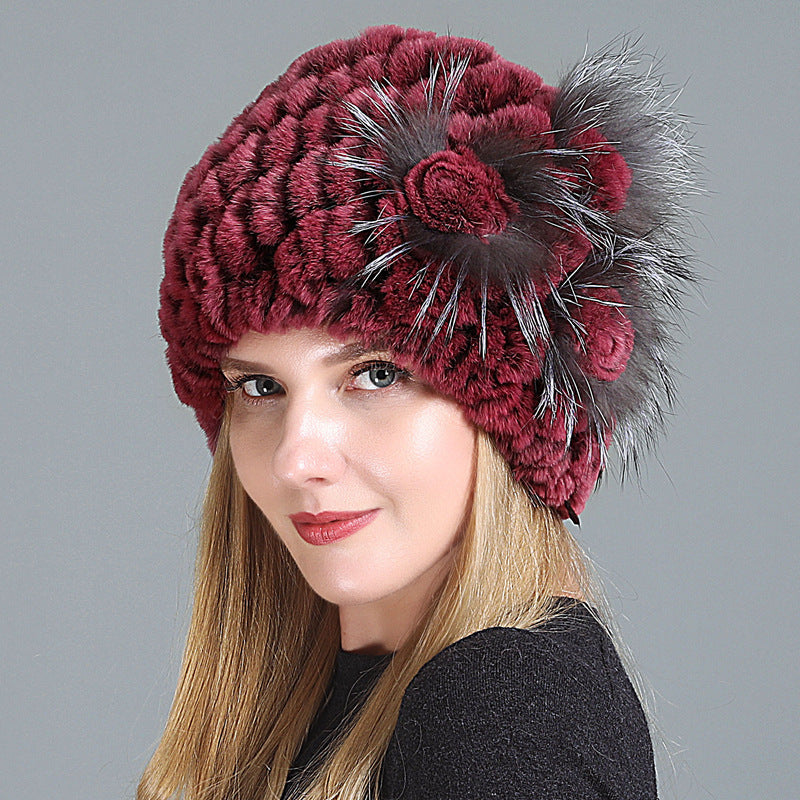 European And American Women's Fur Knitted Hats