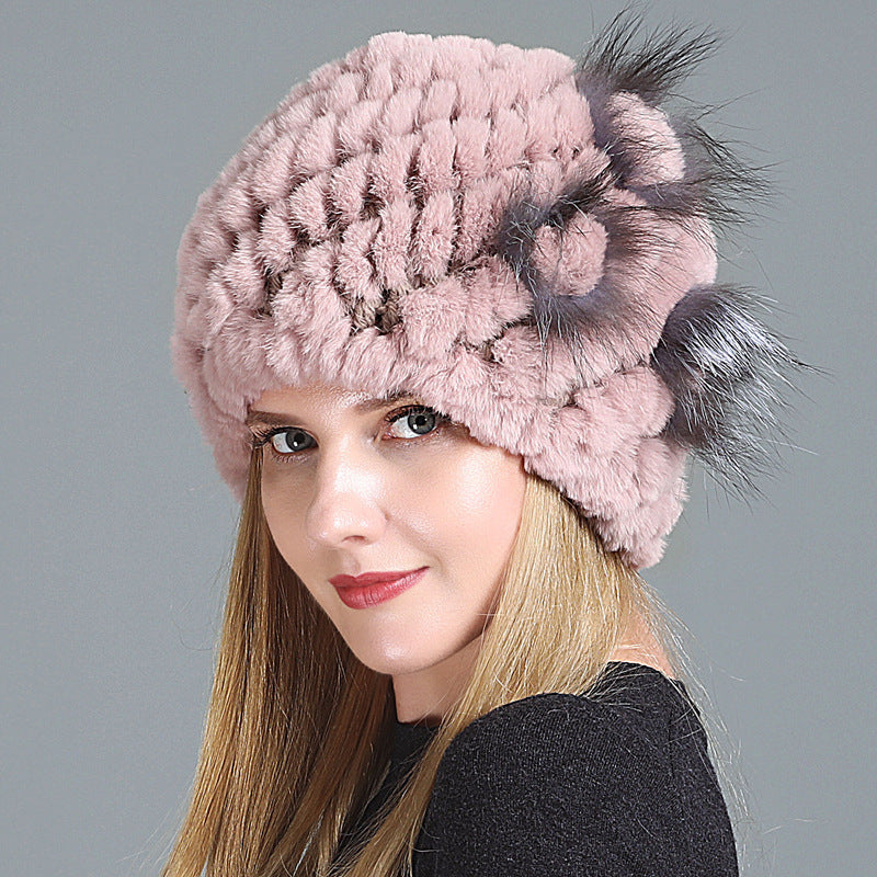 European And American Women's Fur Knitted Hats