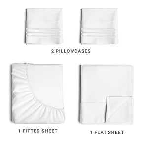 Queen Size 4 Piece Sheet Set - Comfy Breathable & Cooling Sheets - Hotel Luxury