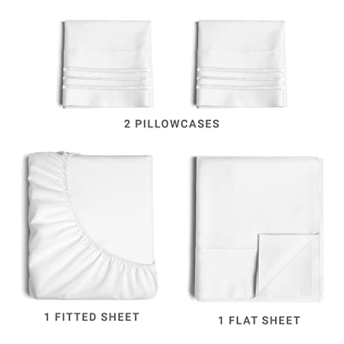 Queen Size 4 Piece Sheet Set - Comfy Breathable & Cooling Sheets - Hotel Luxury